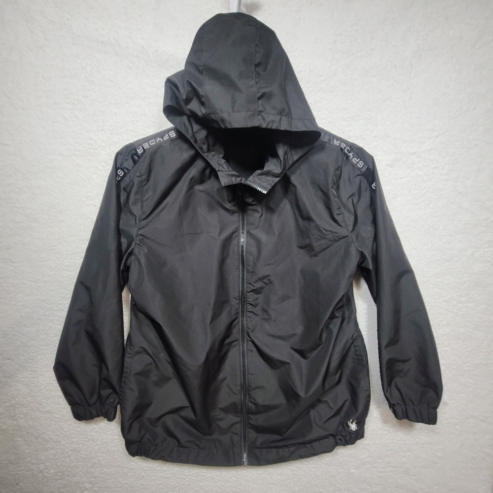 Spyder Full-Zip Hooded Windbreaker Lightweight Shell Black